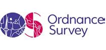 Ordnance Survey logo with purple and pink OS symbol and text Ordnance Survey