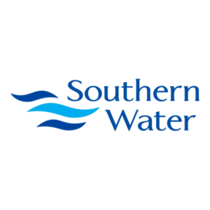 Southern Water logo with three blue wave lines and the words Southern Water in blue text